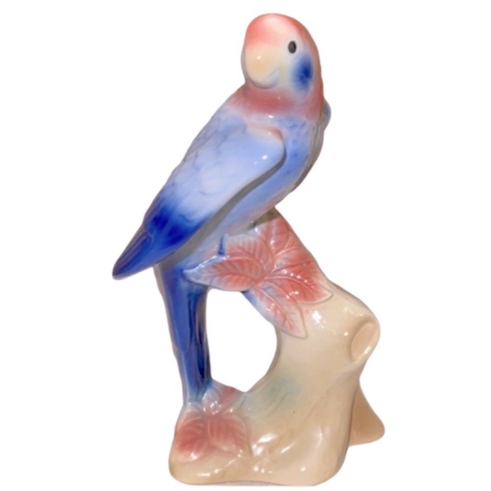 VTG • Royal Copley • Parakeet • Air Brushed Glazed Ceramic • 1950s Figurine